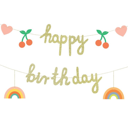 Happy Birthday Letterslinger Goud Met Lint 2m van Partydeco koop je bij Partywinkel