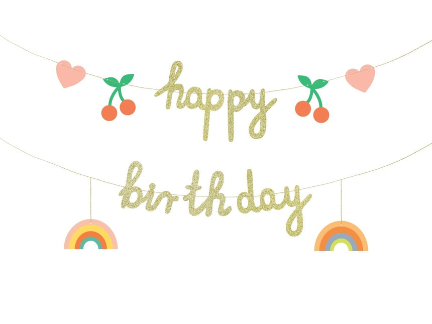 Happy Birthday Letterslinger Goud Met Lint 2m van Partydeco koop je bij Partywinkel