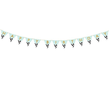 Happy Birthday Letterslinger Race Vlag 3m van Partydeco koop je bij Partywinkel