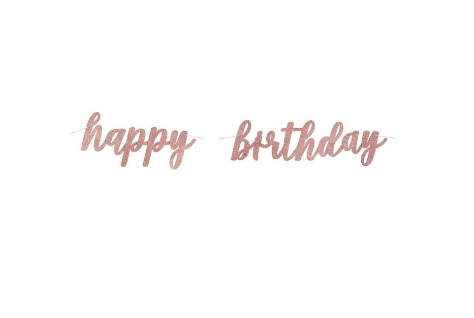 Happy Birthday Letterslinger Rose Goud 1.68m van Unique koop je bij Partywinkel