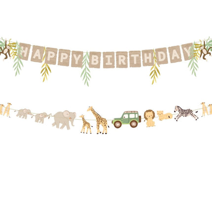 Happy Birthday Letterslinger Safari 1,8m van Partydeco koop je bij Partywinkel