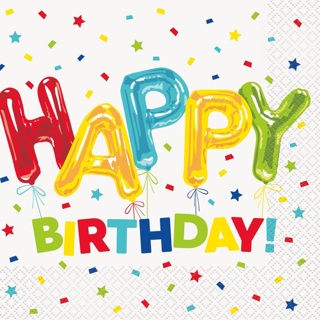 Happy Birthday Servetten 16st van Unique koop je bij Partywinkel
