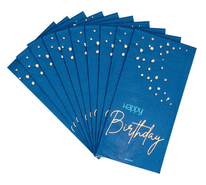 Happy Birthday Servetten Blauw 33cm 10st van Folat koop je bij Partywinkel
