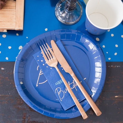 Happy Birthday Servetten Blauw 33cm 10st van Folat koop je bij Partywinkel