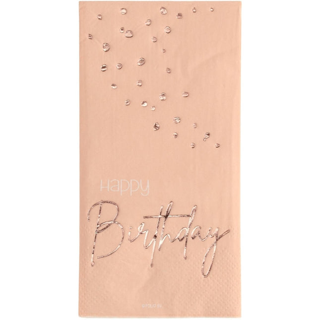 Happy Birthday Servetten Pastel Roze 33cm 10st van Folat koop je bij Partywinkel