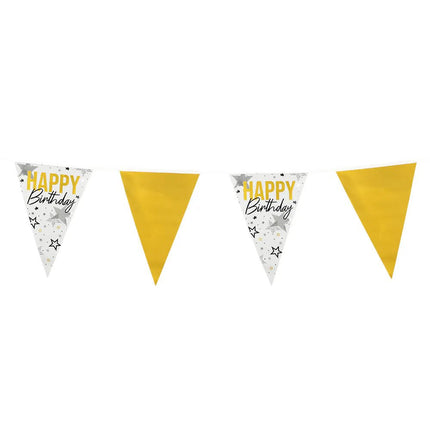 Happy Birthday Slinger Wit Goud Sterren 6m van Boland koop je bij Partywinkel