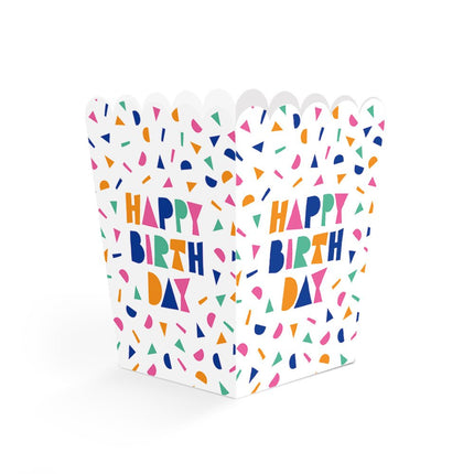 Happy Birthday Snackbakjes Confetti 10,5cm 8st van WeFiesta koop je bij Partywinkel