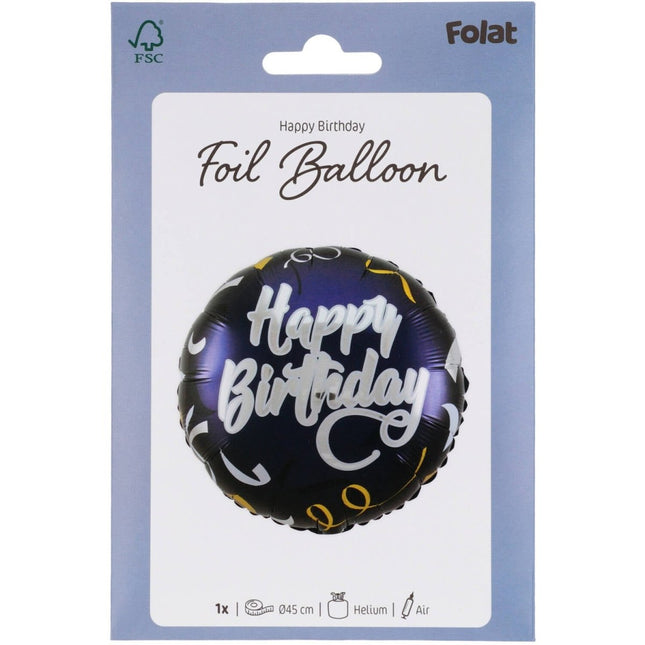 Happy Birthday Stijlvol Feest Folieballon - 45cm van Folat koop je bij Partywinkel