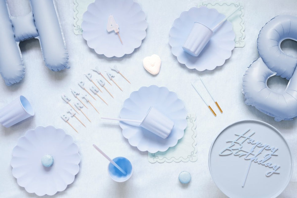 Happy Birthday Taarttopper Blauw 16,5cm van Partydeco koop je bij Partywinkel