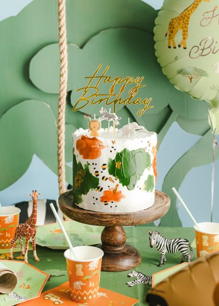 Happy Birthday Taarttopper Goud Acryl 18cm van Partydeco koop je bij Partywinkel