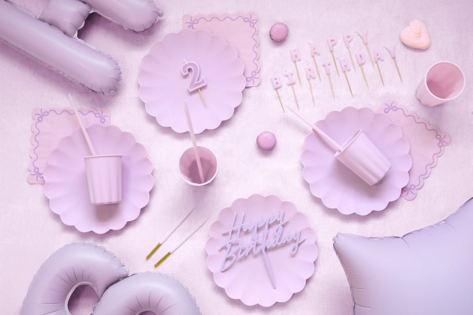 Happy Birthday Taarttopper Paars 16,5cm van Partydeco koop je bij Partywinkel
