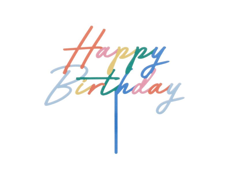 Happy Birthday Taarttopper Regenboog 18cm van Partydeco koop je bij Partywinkel