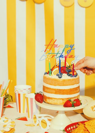 Happy Birthday Taarttopper Regenboog 18cm van Partydeco koop je bij Partywinkel