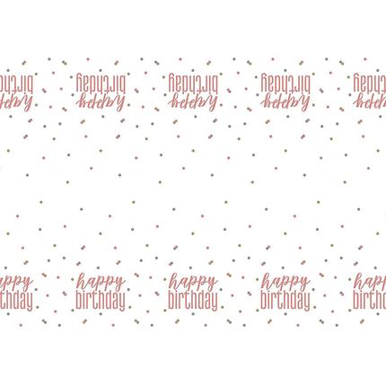 Happy Birthday Tafelkleed Rose Goud 2,13m van Unique koop je bij Partywinkel