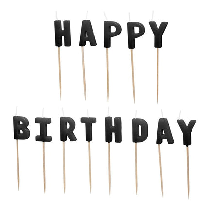 Happy Birthday verjaardagskaarsjes, 2,5 cm, zwart van Partydeco koop je bij Partywinkel