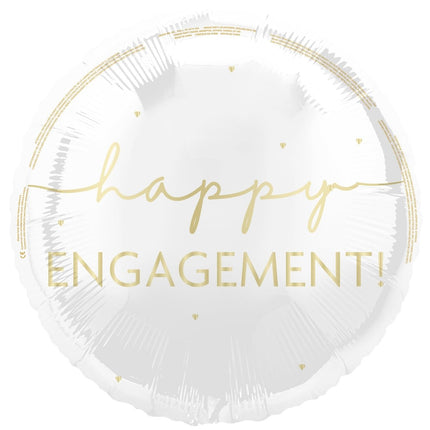 Happy Engagement Helium Ballon Wit Goud 45cm van Unique koop je bij Partywinkel