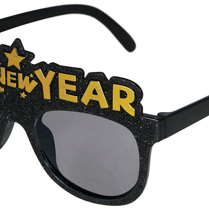 Happy New Year Bril Zwart Goud van Fiestas Guirca koop je bij Partywinkel
