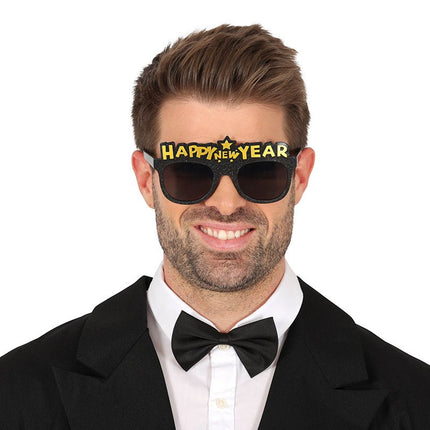 Happy New Year Bril Zwart Goud van Fiestas Guirca koop je bij Partywinkel
