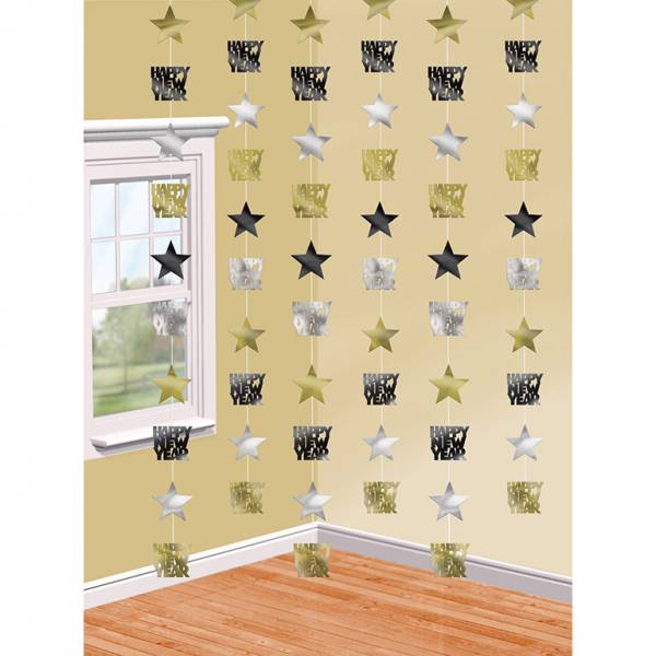 Happy New Year Hangdecoratie Ster 2,1m 6st van Riethmueller koop je bij Partywinkel