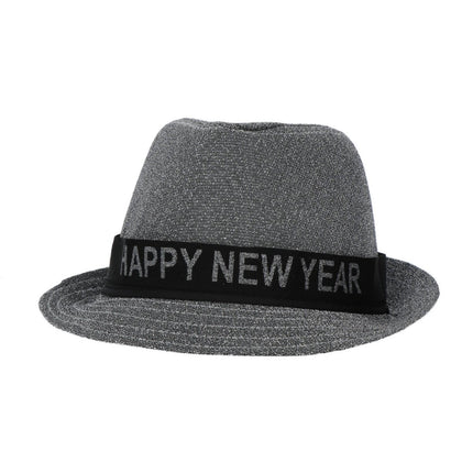 Happy New Year Hoed Zilver 59cm van Folat koop je bij Partywinkel