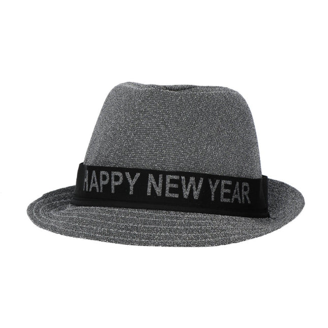 Happy New Year Hoed Zilver 59cm van Folat koop je bij Partywinkel