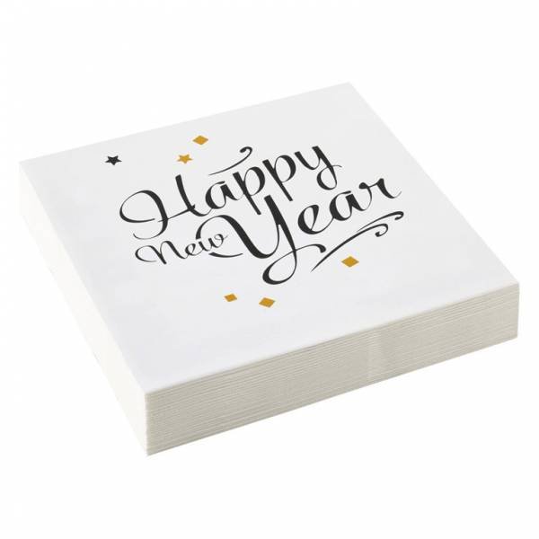 Happy New Year Servetten 33cm 20st van Riethmueller koop je bij Partywinkel
