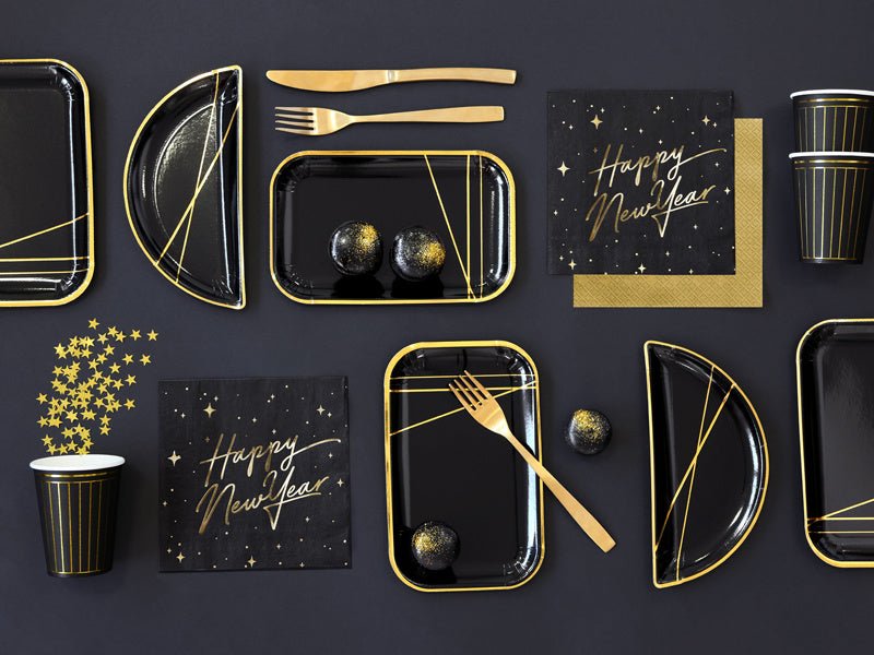 Happy New Year Servetten Zwart 33cm 20st van Partydeco koop je bij Partywinkel