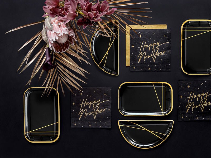 Happy New Year Servetten Zwart 33cm 20st van Partydeco koop je bij Partywinkel