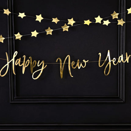 Happy New Year Slinger Goud 66cm van Partydeco koop je bij Partywinkel