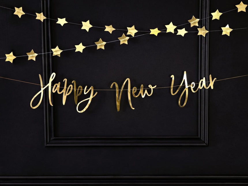 Happy New Year Slinger Goud 66cm van Partydeco koop je bij Partywinkel