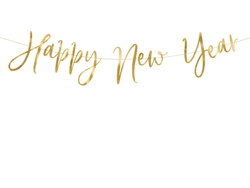 Happy New Year Slinger Goud 66cm van Partydeco koop je bij Partywinkel