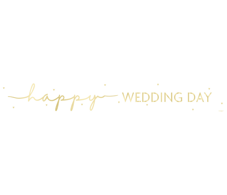 Happy Wedding Day Banner 2,74m van Unique koop je bij Partywinkel