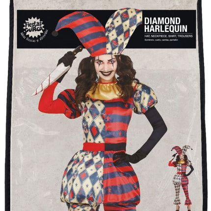 Harlekijn Halloween Kostuum Dames horror van Fiestas Guirca koop je bij Partywinkel