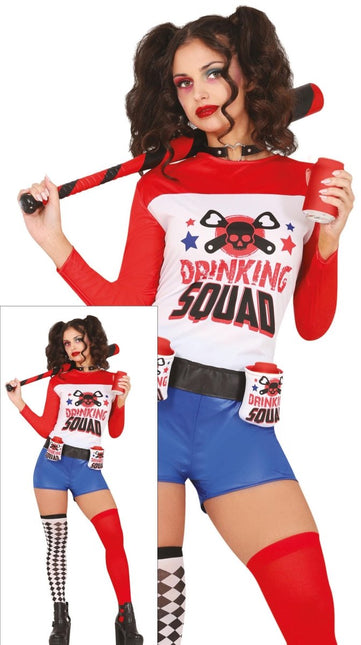 Harley Quinn Kostuum Rood Blauw Dames van Fiestas Guirca koop je bij Partywinkel