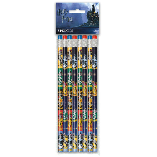 Harry Potter Potloden met Gum 8st van Unique koop je bij Partywinkel