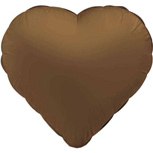 Hart Helium Ballon Chocolade Bruin Leeg 45cm van Folat koop je bij Partywinkel