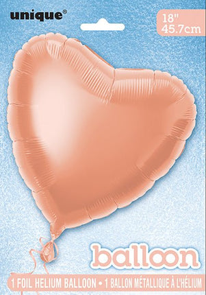 Hart Helium Ballon Rose Goud Leeg 45cm van Unique koop je bij Partywinkel