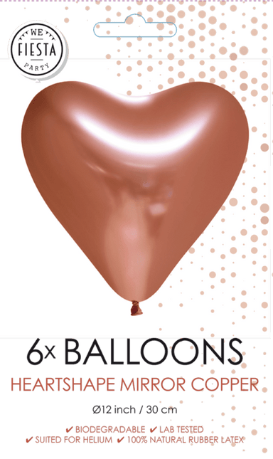Hartjes Ballonnen Koper 30cm 6st van WeFiesta koop je bij Partywinkel