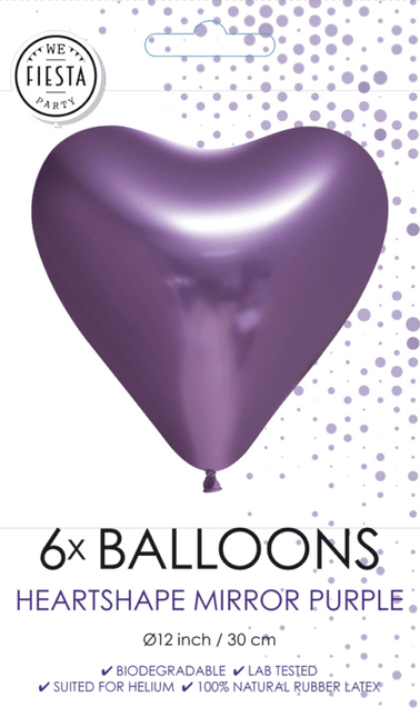 Hartjes Ballonnen Paars 30cm 6st van WeFiesta koop je bij Partywinkel