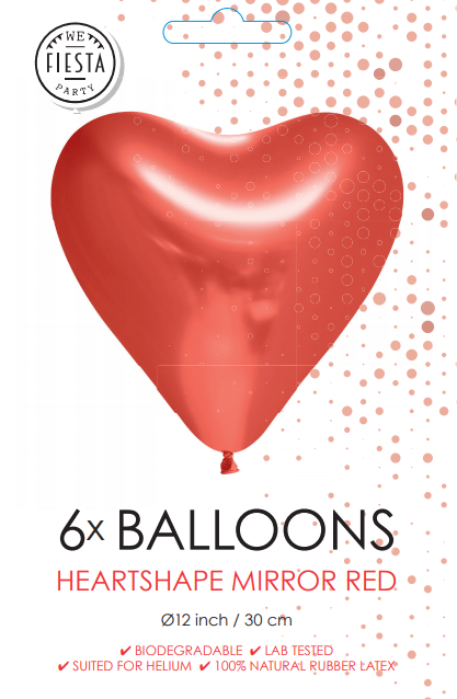 Hartjes Ballonnen Rood 30cm 6st van WeFiesta koop je bij Partywinkel