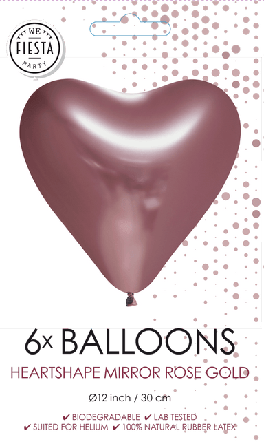 Hartjes Ballonnen Rose Goud 30cm 6st van WeFiesta koop je bij Partywinkel
