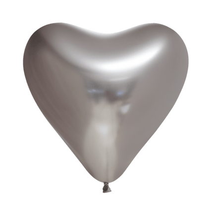 Hartjes Ballonnen Zilver 30cm 6st van WeFiesta koop je bij Partywinkel