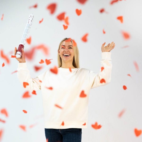Hartjes Confetti Kanon Rood 60cm van Riethmueller koop je bij Partywinkel