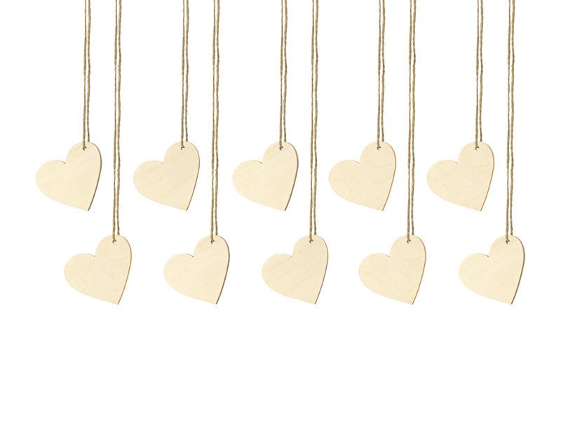 Hartjes Hangers Hout 6cm 10st van Partydeco koop je bij Partywinkel