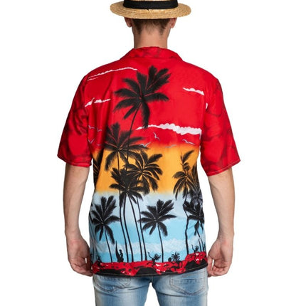 Hawai Shirt Paradise Rood – Unisex van Partychimp koop je bij Partywinkel