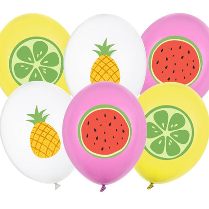 Hawaii Ballonnen Fruit 30cm 6st van Partydeco koop je bij Partywinkel