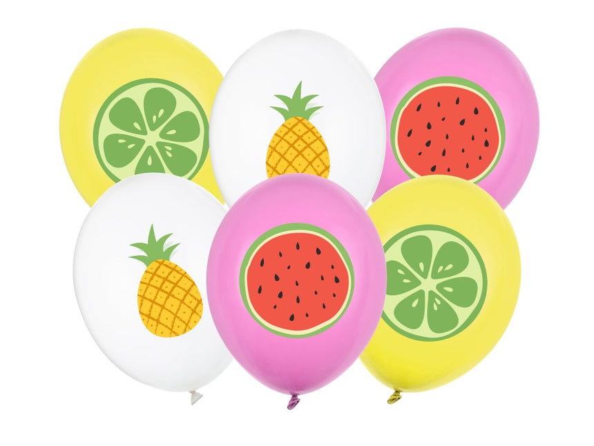 Hawaii Ballonnen Fruit 30cm 6st van Partydeco koop je bij Partywinkel