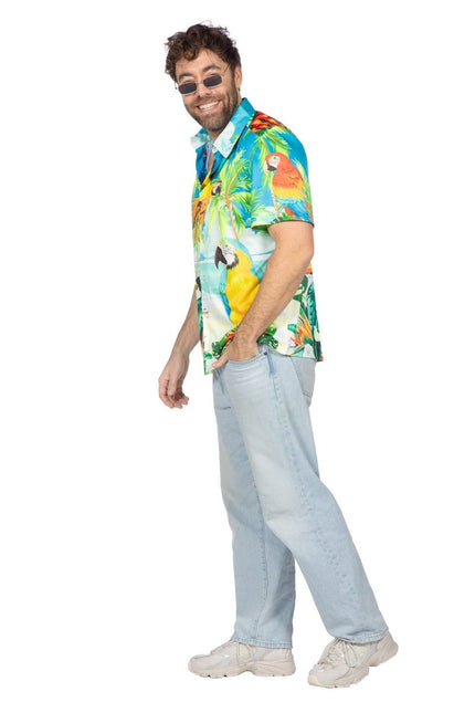 Hawaii Blouse Heren Papegaai van Wilbers & Wilbers koop je bij Partywinkel