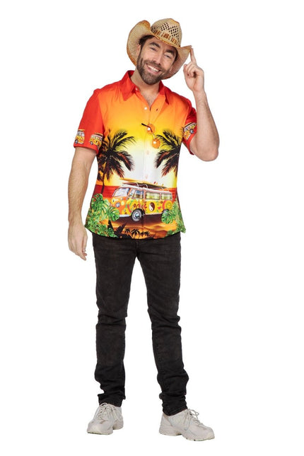Hawaii Blouse Oranje Heren van Wilbers & Wilbers koop je bij Partywinkel
