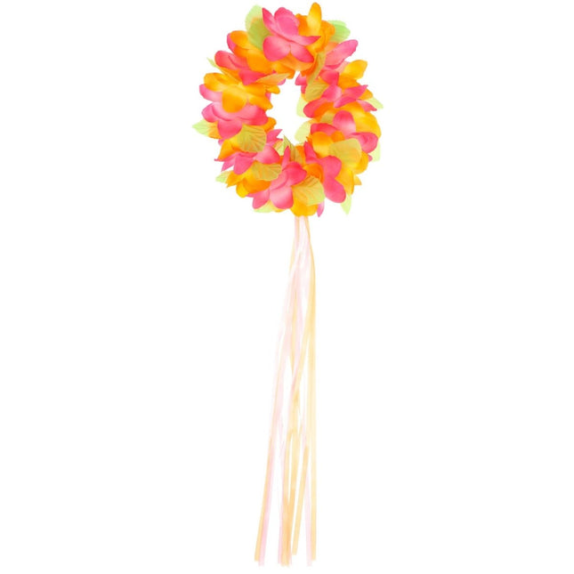 Hawaii Haarband Oranje Luxe van Folat koop je bij Partywinkel